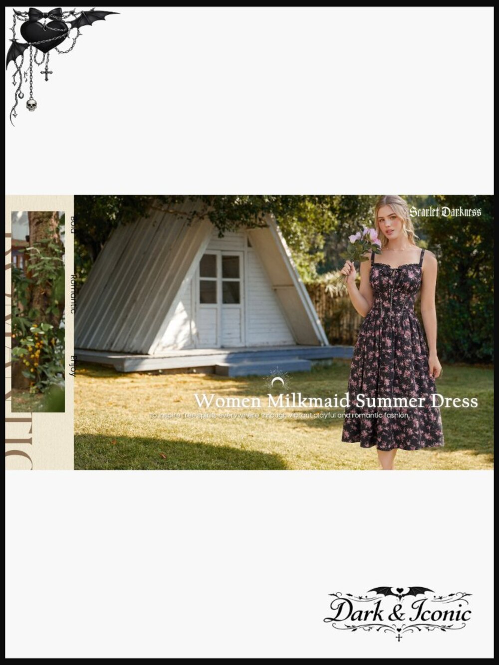 Women's Floral Corset Milkmaid Dress with Pockets Summer Wedding Guest Midi - Picture 7 of 7